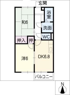 メゾンドゥ・スタシオン(2DK/2階)の間取り写真