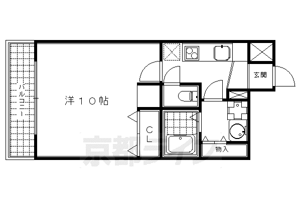 ルクラ京都三条油小路(1K/4階)の間取り写真