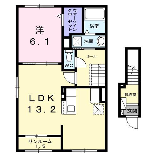 KASHIWA HILLS(1LDK/2階)の間取り写真