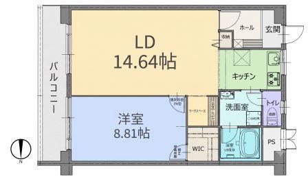 鳴尾小松(1LDK/4階)の間取り写真