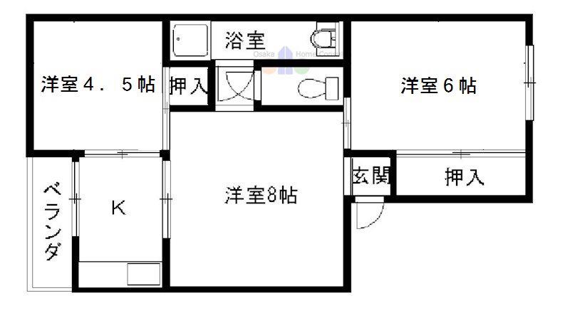 朝風マンション(3K/3階)の間取り写真