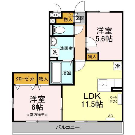 メゾン・アムール弐番館(2LDK/1階)の間取り写真