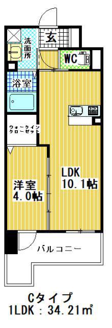 プランドール(1LDK/9階)の間取り写真