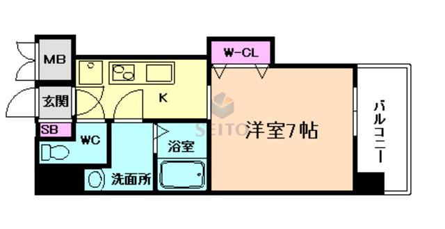 W.O.B.MIKUNI(1K/6階)の間取り写真