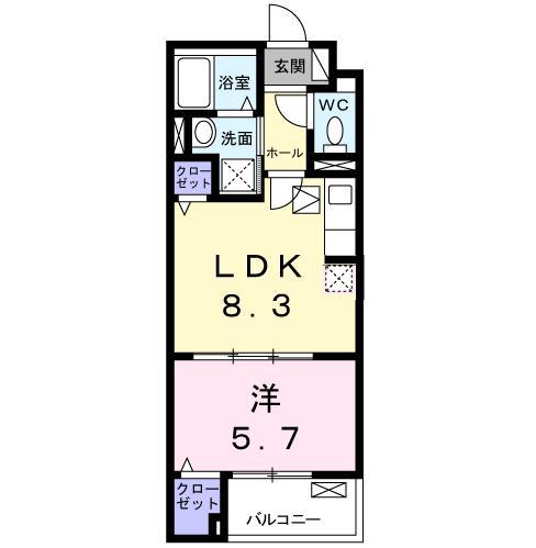 ラナコート(1LDK/1階)の間取り写真