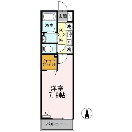 ベレンヘーナS・I(1K/2階)の間取り写真