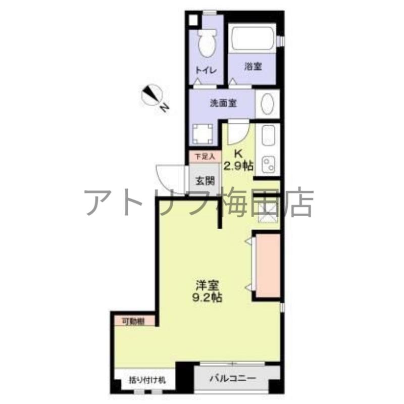 梅田淀屋橋MNT(1K/2階)の間取り写真