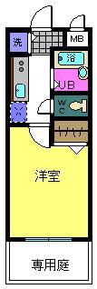 ラパス高倉台(1K/1階)の間取り写真
