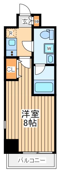 ルミード立川(1K/9階)の間取り写真