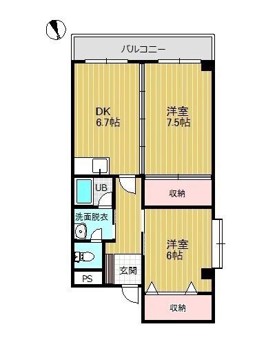 メゾン ルミネス(2DK/1階)の間取り写真