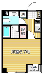 カルディア荏原中延(1K/1階)の間取り写真