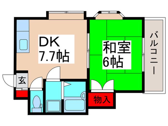 ヒロコーポ(1DK/2階)の間取り写真