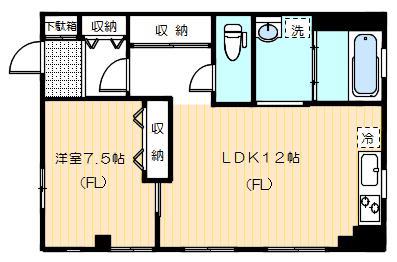 宮嶋ビル(1LDK/1階)の間取り写真