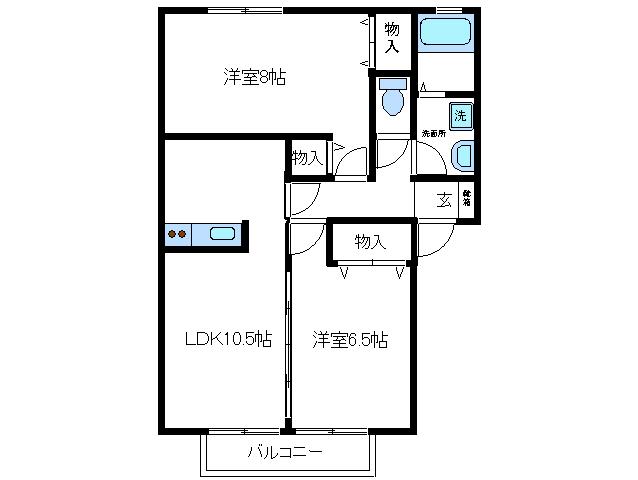 ロイヤルスクエアA(2LDK/2階)の間取り写真