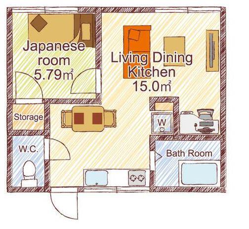 リルームス花津留(1LDK/2階)の間取り写真