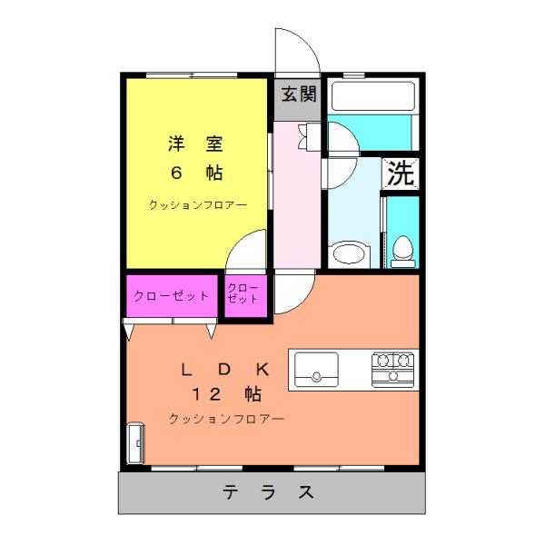 ドミール青葉I(1LDK/1階)の間取り写真