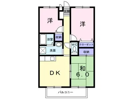 フォブール木太A(3DK/2階)の間取り写真