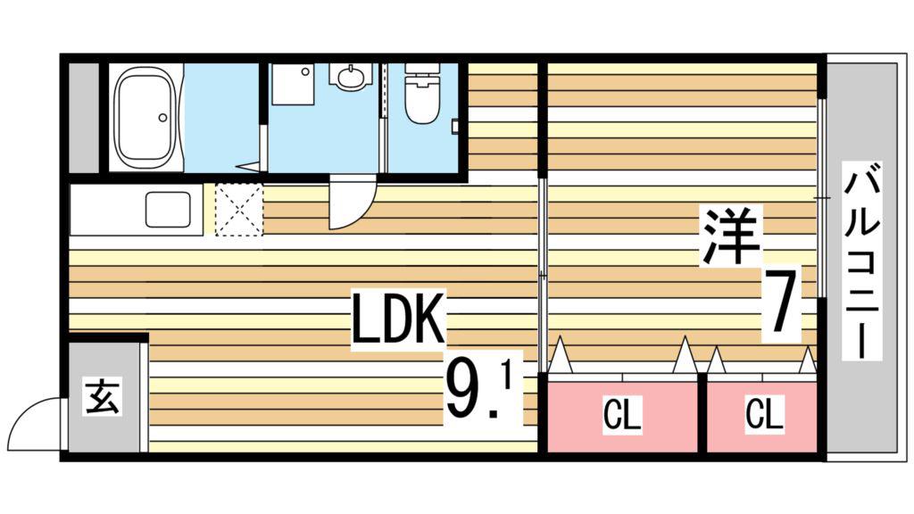 ときわ萩乃ハイツ(1LDK/1階)の間取り写真