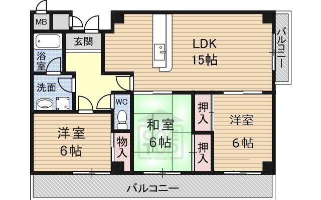 グランドール山口(3LDK/1階)の間取り写真