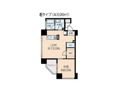 忠兵衛新町ハウス(1LDK/6階)の間取り写真