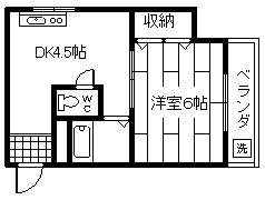 松茂マンション(1DK/4階)の間取り写真