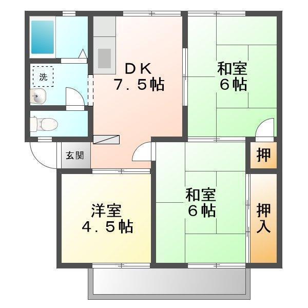 ファミール泉 A(3DK/2階)の間取り写真