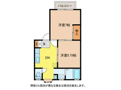 ぴえ・ど・しゃとん(2DK/1階)の間取り写真