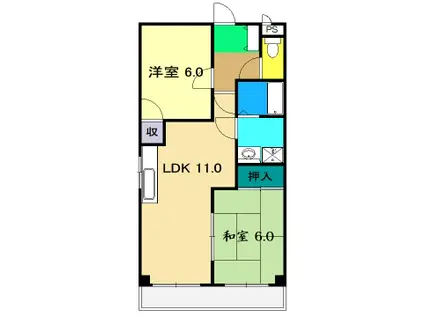 ボーヴィラージュ和田 II A棟(2LDK/3階)の間取り写真