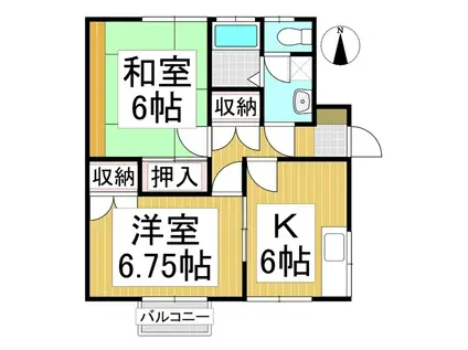 戸根川コーポ(2K/1階)の間取り写真