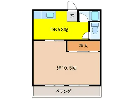 コーポちほ(1DK/1階)の間取り写真