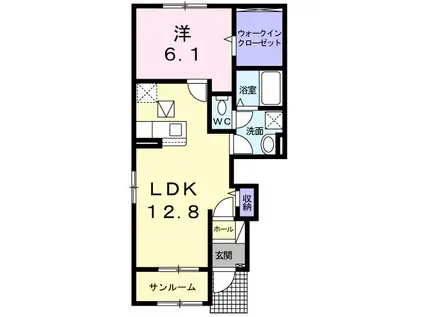 紫陽花・VII(1LDK/1階)の間取り写真