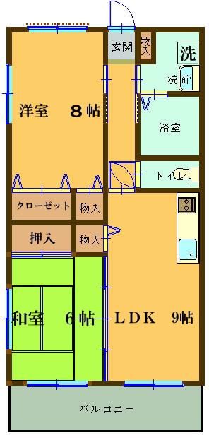 エディフィスルエ(2LDK/3階)の間取り写真