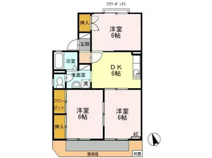 タウンハウス愛野公園 A(3DK/1階)の間取り写真