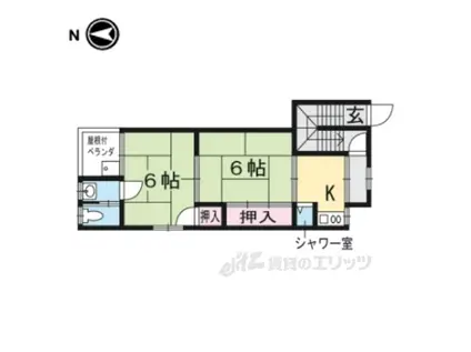 第二みやしき荘(2K/2階)の間取り写真