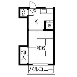 グランディーズ新栄(1K/2階)の間取り写真