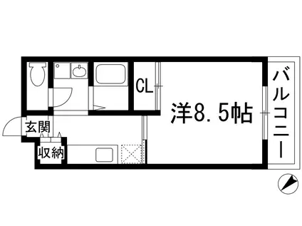 ジョイメニー(1K/2階)の間取り写真