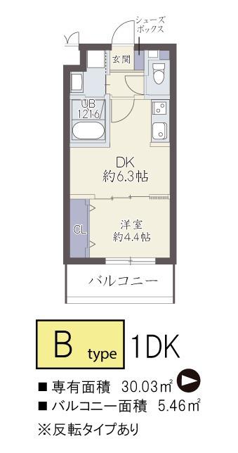 ビバス南茨木(1DK/1階)の間取り写真