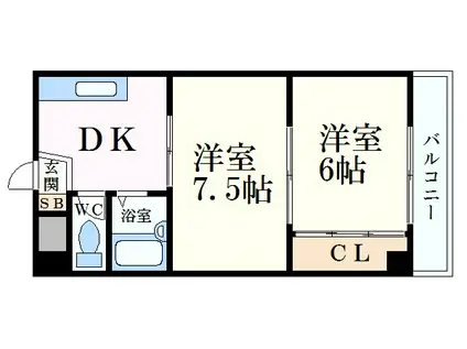 シティエステート城南(2DK/6階)の間取り写真