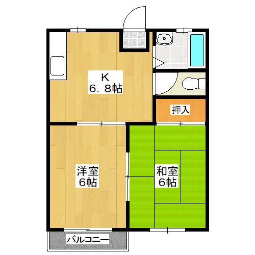 フェニックスA(2DK/2階)の間取り写真