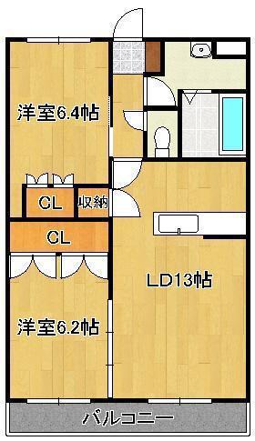 ファルール(2LDK/2階)の間取り写真
