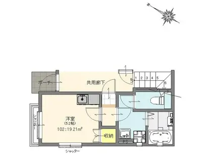 ルミナス志村(ワンルーム/1階)の間取り写真