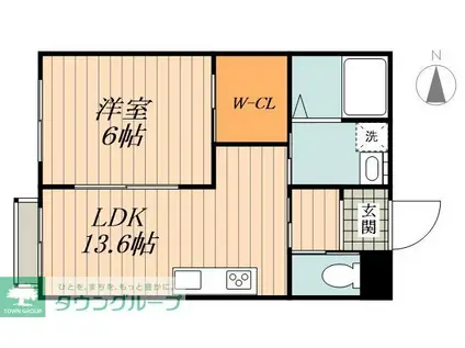 レトア荒子イースト(1LDK/1階)の間取り写真