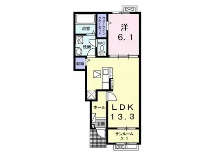 ラフォレスタマレ LA FORESTA MARE(1LDK/1階)の間取り写真