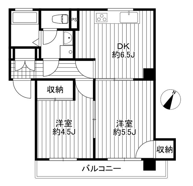 パーソナルハイツ相模原(2DK/3階)の間取り写真
