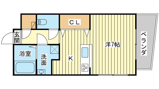 ハイトピア姫路(ワンルーム/2階)の間取り写真
