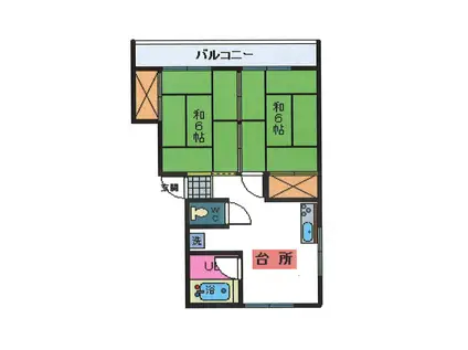 レジデンスイースト(2DK/1階)の間取り写真