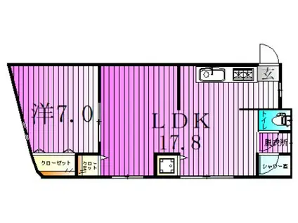 江北D棟(1LDK/1階)の間取り写真