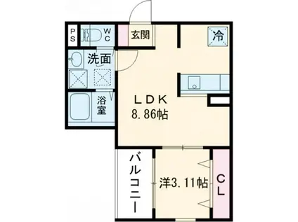 FSTYLE藤井寺道明寺1号館(1LDK/1階)の間取り写真