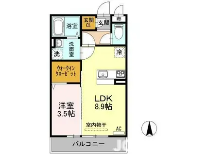 アルトベージョ(1LDK/1階)の間取り写真
