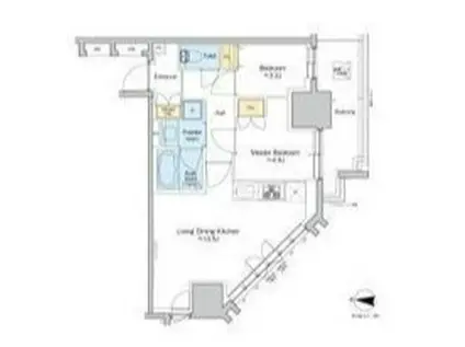 PROUD FLAT KINSHICHO ウエスト(2LDK/4階)の間取り写真